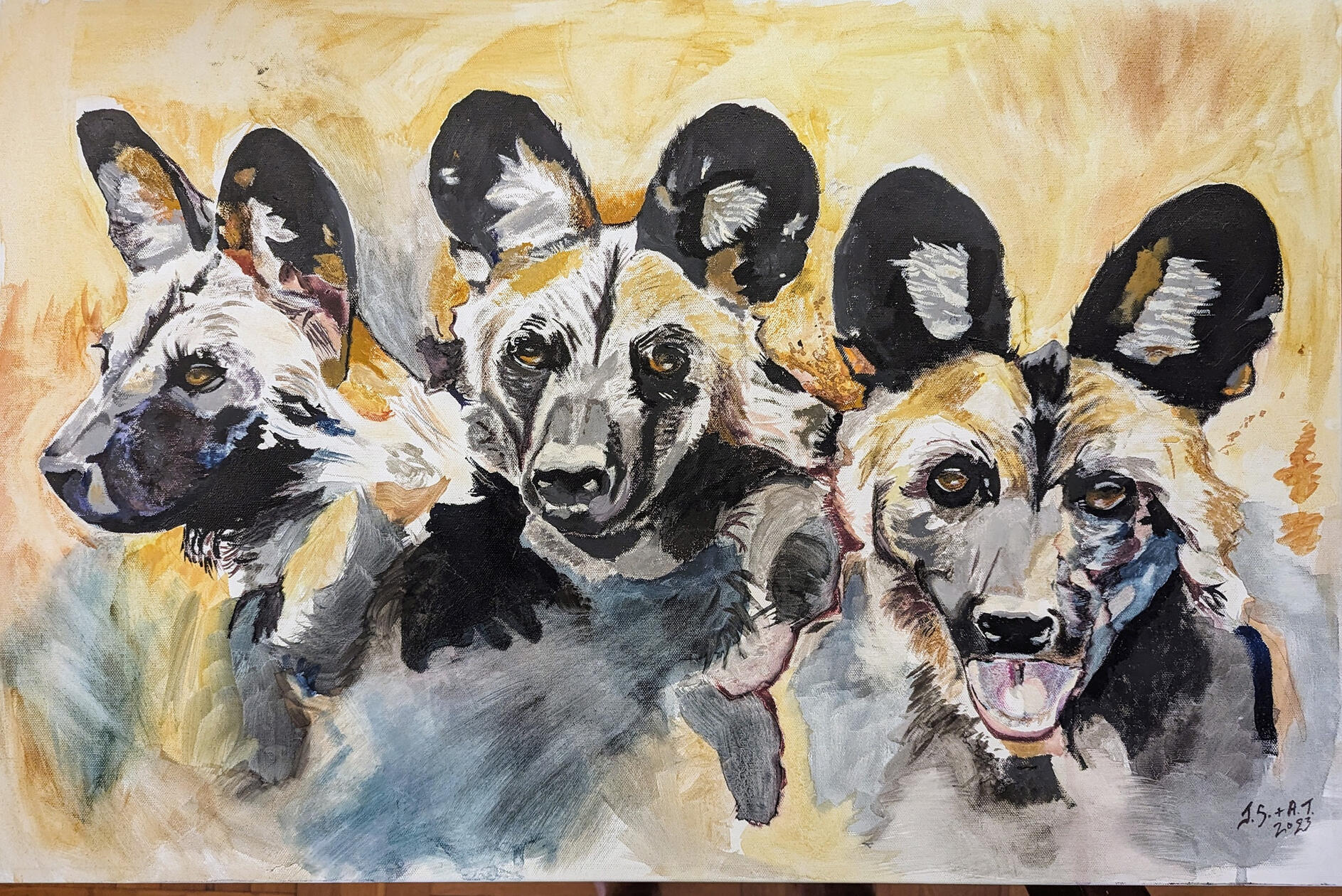 The Pack Painted dogs. A rare painting to honor the beautiful colors of these wild canines.